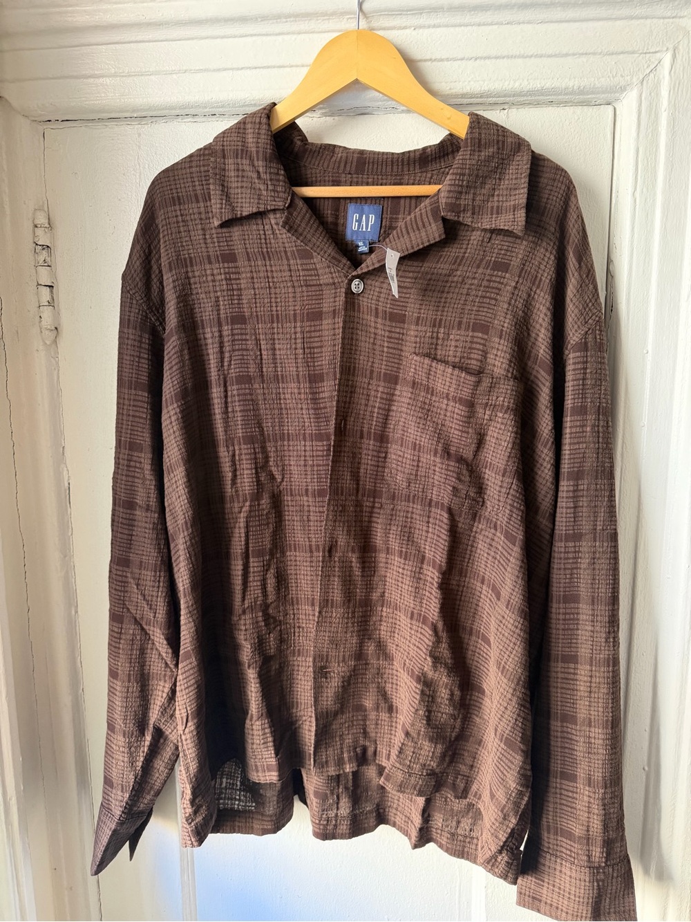 GAP Brown Plaid Casual Button-Down Shirt